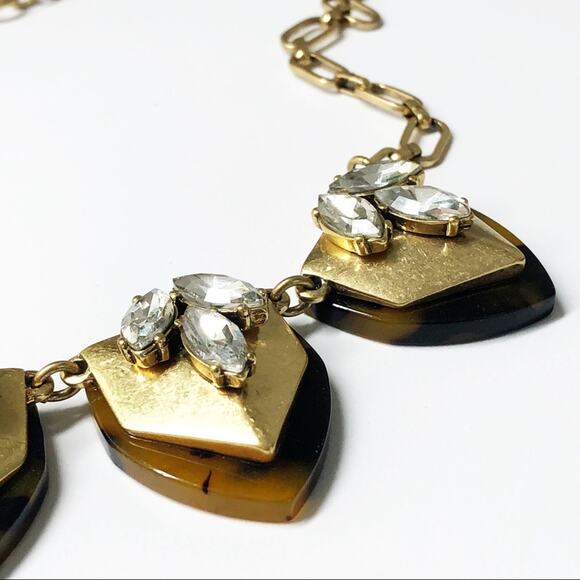 J. Crew Tortoise Shell Crystal Statement Necklace - Picture 6 of 8